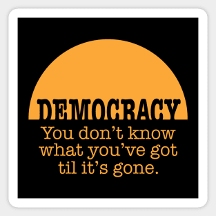 Democracy, When It's Gone (in orange) Sticker